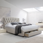 Voodi kahekohaline Home4you, 160 x 200 cm, beež v., madratsiga, p&otilde;hjalippidega