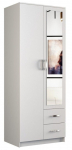 Riidekapp Romana, valge v., 80 cm x 52 cm x 205 cm, peegliga