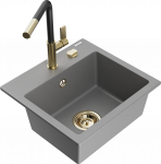 K&ouml;&ouml;givalamu koos kraaniga Mexen Milo Flora, vaik/graniit, 43.5 cm x 41 cm x 17.1 cm, kuldne/must/hall