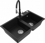 K&ouml;&ouml;givalamu koos kraaniga Mexen Tomas, graniit, 80 cm x 50 cm x 19 cm, h&otilde;be/must