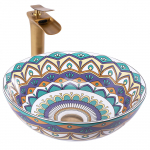 Vannitoa kraanikauss Rea Aztec, keraamiline, 40 cm x 40 cm x 12.5 cm, t&uuml;rkiissinine v.
