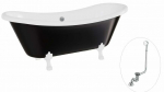 Vann, teisaldatav Besco Amelia B&W, 190 cm x 77 cm x 69 cm, ovaalne, valge/must