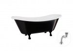 Vann, teisaldatav Besco Amelia B&W, 190 cm x 77 cm x 69 cm, ovaalne, valge/must