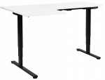Nurga kirjutuslaud, vasakpoolne reguleeritava k&otilde;rgusega Beliani Destines, 160 cm x 109 cm, 60 - 125 cm, valge v./must v.