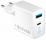 Telefoni laadija Forever TC-06-20AC, USB Type C/USB Type A, valge v., 20 W
