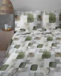 Voodipesukomplekt SJB-760, valge v./hall v./beež v., 70 x 80 cm, 160 x 200 cm, 3 os.
