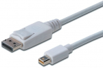 Juhe Assmann mini DP to DP Mini Display port male, Display port male, 3 m, valge v.