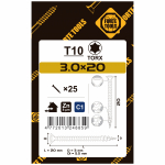 Puidukruvi, universaalsed Forte Tools, 3 x 20 mm, valge, 25 tk
