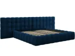 Voodi kahekohaline Micadoni Home Mamaia Velvet Double Headboard, 200 x 200 cm, sinine v., ilma madratsita, p&otilde;hjalippidega