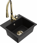 K&ouml;&ouml;givalamu koos kraaniga Mexen Milo, graniit, 43 cm x 41 cm x 17.1 cm, kuldne/must