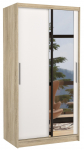 Riidekapp ADRK Baros 100, valge v./pruunikas v., 58 cm x 100 cm x 200 cm, peegliga