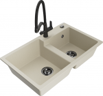 K&ouml;&ouml;givalamu koos kraaniga Mexen Tomas Beige+Black, graniit, 80 cm x 50 cm x 19 cm, beige+black