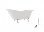 Vann, teisaldatav Besco Otylia, 160 cm x 77 cm x 69.5 cm, ovaalne, valge/kroom