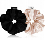 Juuksekumm Glov Satin Scrunchies M, must v./&scaron;ampanja v., 2 tk