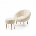 Tugitool koos jalatoega Hanah Home Lida, kreemjasvalge, 42 cm x 75 cm x 100 cm