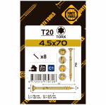 Puidukruvi, universaalsed Forte Tools TX20, 4.5 x 70 mm, kollane, 8 tk