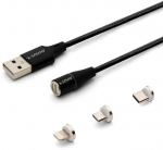 Kaabel Savio CL-152 USB 2.0, Lightning/Micro USB A/USB Type-C, 1 m, must v.