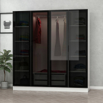 Riidekapp Kalune Design Kale 6635, valge v./must v., 52 cm x 180 cm x 210 cm