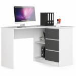 Nurga kirjutuslaud Akord B16 Right, 124 cm x 85 cm, 77 cm, valge v./must v.