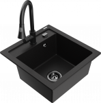 K&ouml;&ouml;givalamu koos kraaniga Mexen Vito, graniit, 52 cm x 49 cm x 21 cm, must/grafiit