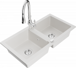 K&ouml;&ouml;givalamu koos kraaniga Mexen Mario, vaik/graniit, 82 cm x 43.6 cm x 16.1 cm, valge