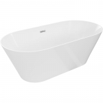 Vann seinaga, teisaldatav Mexen Luna Slim, 170 cm x 75 cm x 58 cm, ovaalne, valge/kroom
