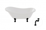 Vann, teisaldatav Besco Otylia, 170 cm x 77 cm x 69.5 cm, ovaalne, valge/must