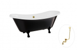 Vann, teisaldatav Besco Amelia B&W, 190 cm x 77 cm x 69 cm, ovaalne, kuldne/valge