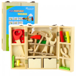 Laste t&ouml;&ouml;riistakomplekt, t&ouml;&ouml;riistakast t&ouml;&ouml;riistadega Lean Toys Fun Portable, pruun v.