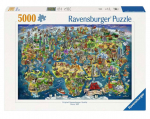 Pusle Ravensburger Illustrated World Map, 102 cm x 153 cm, 5000 tk, mitmev&auml;rviline