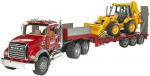 Игрушечные тракторы с аксессуарами Bruder MACK Granite Low Loader & JCB 4CX Backhoe Loader 02813, 1:16, mitmev&auml;rviline