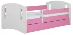 Lastevoodi Kocot Kids Classic 2, valge v./roosa v., 80 x 180 cm, ilma voodipesukastita, madratsiga
