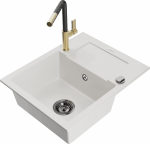 K&ouml;&ouml;givalamu koos kraaniga Mexen Enzo, vaik/graniit, 57.6 cm x 46.5 cm x 17.4 cm, valge