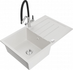 K&ouml;&ouml;givalamu koos kraaniga Mexen Bruno, vaik/graniit, 79.5 cm x 49.5 cm x 20 cm, valge