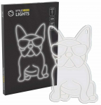 Dekoratsioon "Koer" Manta Style Neon Lights French Bulldog LED-valgustusega, 40 cm, valge v.