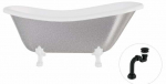 Vann, teisaldatav Besco Otylia Glam, 160 cm x 77 cm x 69.5 cm, ovaalne, valge/h&otilde;be