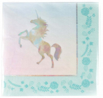 Pabersalvr&auml;tikud Unicorn, 33 cm x 33 cm, sinine v./roheline v./roosa v., 12 tk