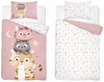 Laste voodipesukomplekt Kittens PPG-163, valge v./roosa v./pruunikas v., 100 x 135 cm