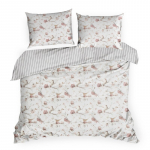Voodipesukomplekt Raya PTE-227, valge v./roosa v., 70 x 80 cm, 200 x 220 cm, 3 os.