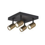 Valgusti lagi CristalRecord Flush, GU10, 4 x 10 W, kuldne v. / must v.