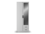 Riidekapp ADRK Arvio 80, valge v./must v., 52.1 cm x 80 cm x 206.6 cm, peegliga