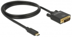 &Uuml;hendus Delock USB-C > DVI 24+1 (ST-ST) 1m 4K 30Hz USB C male, DVI-D male, 1 m, must v./oranž v.