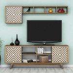 Sektsioonkapp Kalune Design İnci 845HCT3068, valge v./p&auml;hklipuu v., 35 cm x 160 cm x 56.2 cm