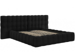 Voodi kahekohaline Micadoni Home Mamaia Velvet Double Headboard, 180 x 200 cm, must v., ilma madratsita, p&otilde;hjalippidega