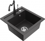 K&ouml;&ouml;givalamu koos kraaniga Mexen Vito, graniit, 49 cm x 52 cm x 21 cm, must/graniit