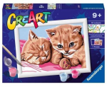 Maalimine numbrite j&auml;rgi Ravensburger CreArt Ginger Kittens, pruun v./roosa v., 13 x 18 cm