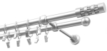 Kardinapuu komplekt Olimp Cylinder Krysztal, 200 cm, &Oslash; 19 mm, matt kroom v.