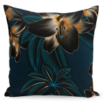 Dekoratiivpadjap&uuml;&uuml;r Mariall Lily, kollane/must/t&uuml;rkiissinine, 40 cm x 40 cm