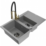 K&ouml;&ouml;givalamu koos kraaniga Mexen Gaspar, graniit, 73.7 cm x 47.5 cm x 17.7 cm, grey+black/gold