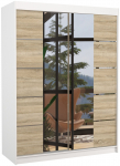 Riidekapp ADRK Nordic, valge v./sonoma tamm v., 58 cm x 150 cm x 200 cm, peegliga